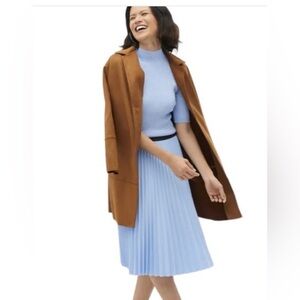 Light Blue Stretch Pleated A-Line Midi Length Skirt Size Large